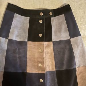 Sea NY patchwork suede blue slirt